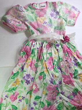 Vintage Isabella Kids Dress Size 10 Floral Y2K Holiday Spring Special Occasion